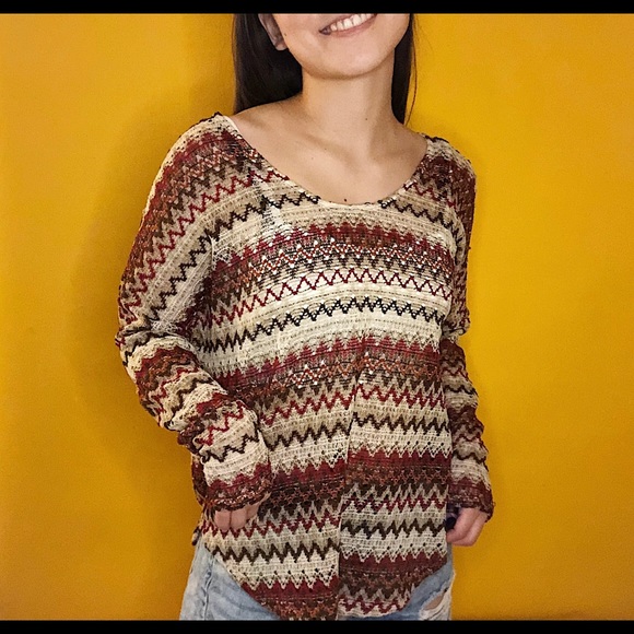 Painted threads | Knitted multicolor top | Size M - Picture 3 of 5